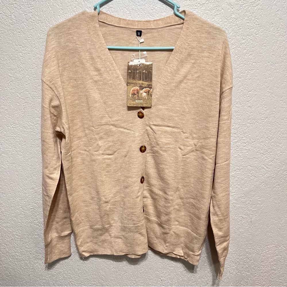 Arach&Cloz wool blend lightweight cardigan sweater outerwer size M New